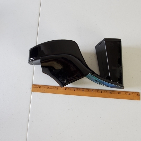 Nine West Jilie Platform Mules Size 10 Open Toe Patent Leather High Heel Sandal - Picture 14 of 16